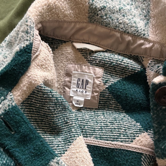 GAP Kids Teal and Cream Checkered Jacket - Picture 2 of 3